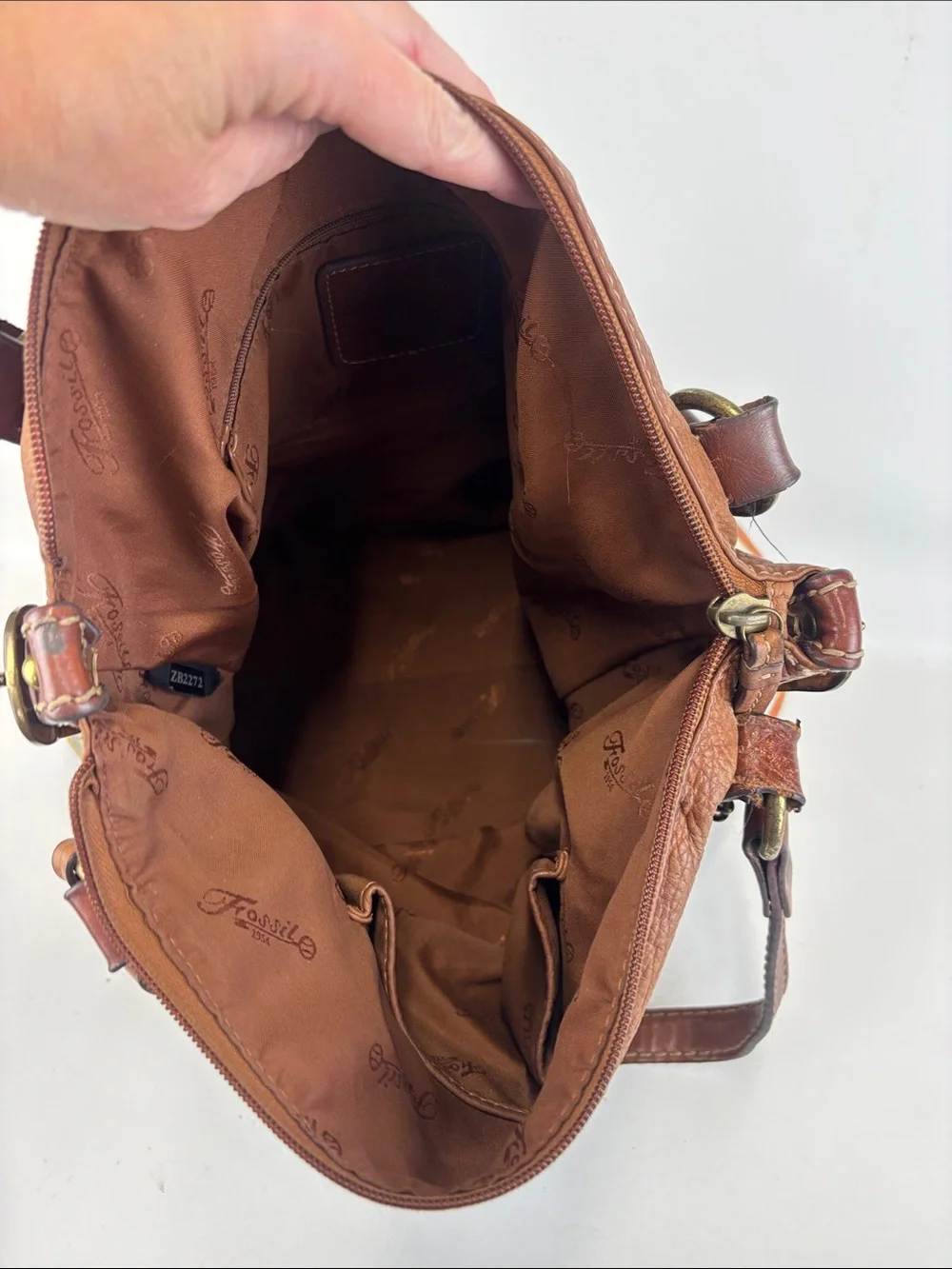 FOSSIL Leather Suede Colorful Patchwork Hobo Shoulder Bag